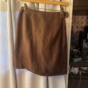 The Limited Brown Silk/Linen Blend Wrap Skirt